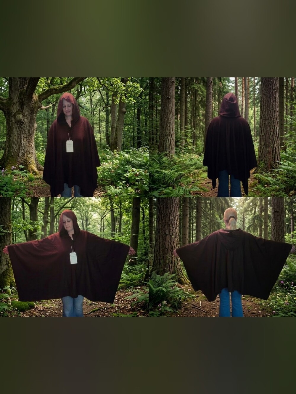 Vintage 2000s Magickal Gypsy Creations Deep Burgundy Hooded Cloak (XL / 2XL)